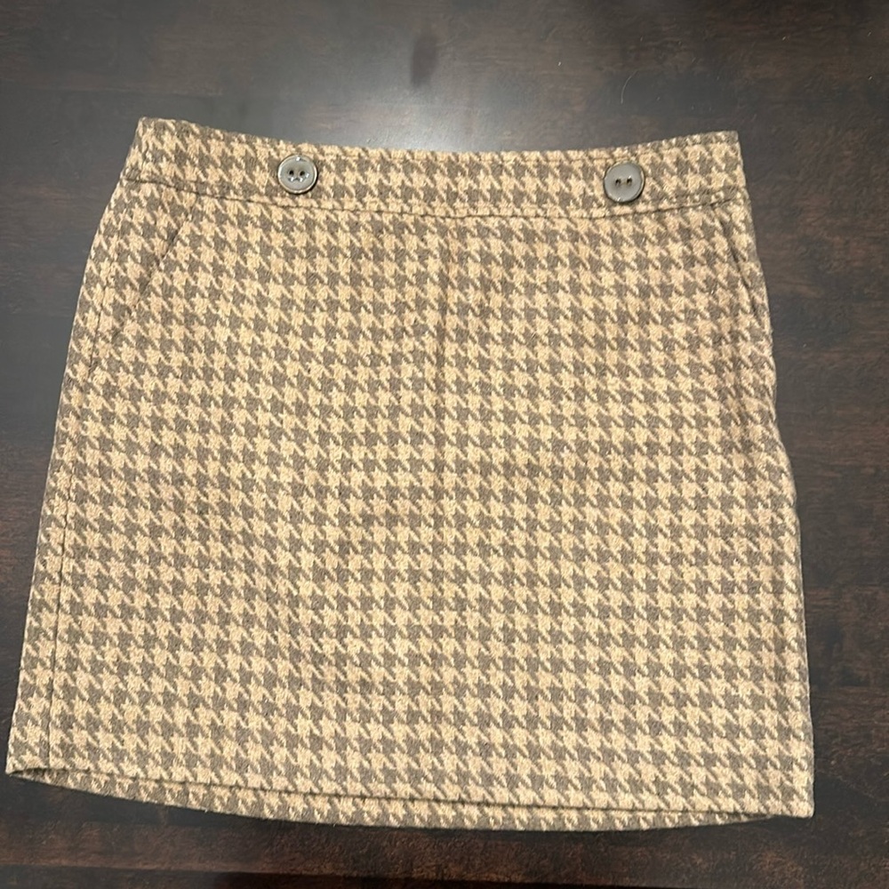 Ann Taylor Loft Houndstooth Brown and Tan Skirt